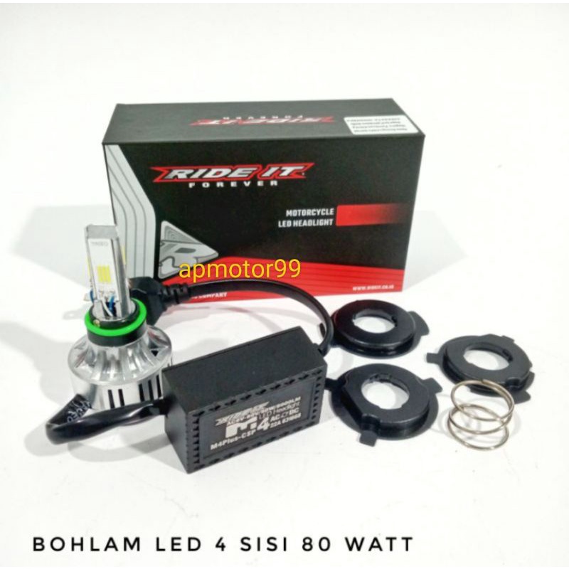 bohlam lampu LED motor 3 sisi 4 sisi dop LED M3 M4 60 Watt 80 Watt rideit beat satria fu