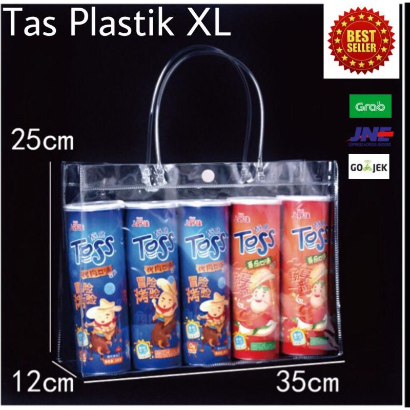 KELIPATAN ORDER 10 PCS / Tas plastik Besar 1 Pack isi 10pcs , Tas mika transparan / Tas PVC Besar , 
