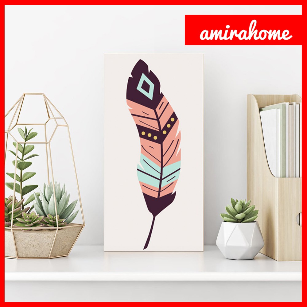 BOHO04-Wall art Hiasan Dinding Wall Decor Dekorasi Dinding Bulu Kamar Feather Poster dinding boho