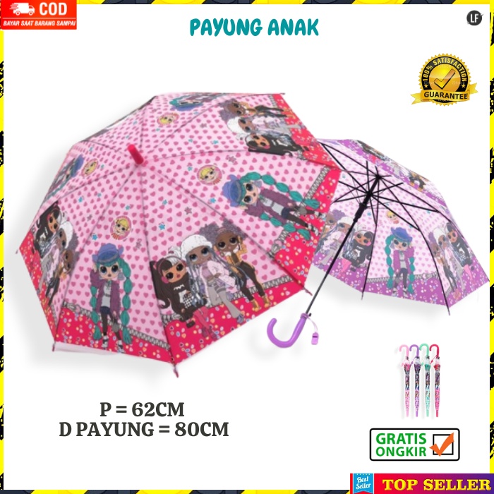 PAYUNG ANAK PEREMPUAN KOREA UMBRELLA KARAKTER KIDS MOTIF HELLO KITTY UNIK IMPORT