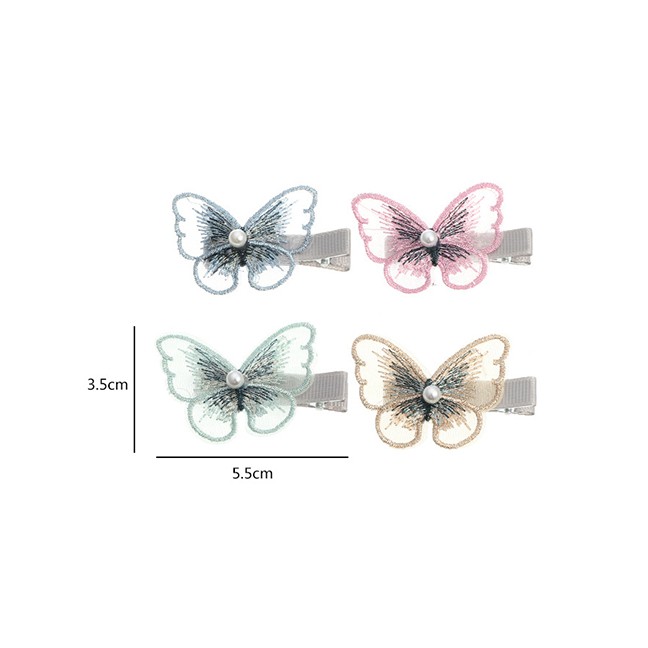 LRC Jepit Rambut Fashion dimensional Butterfly Pearl Mesh Embroidery Hair Clip K41632