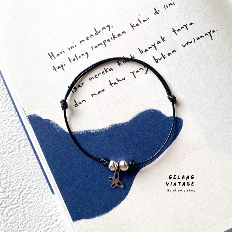 gelang manik kupu kode K/gelang manik kupu silver/gelang persahabatan