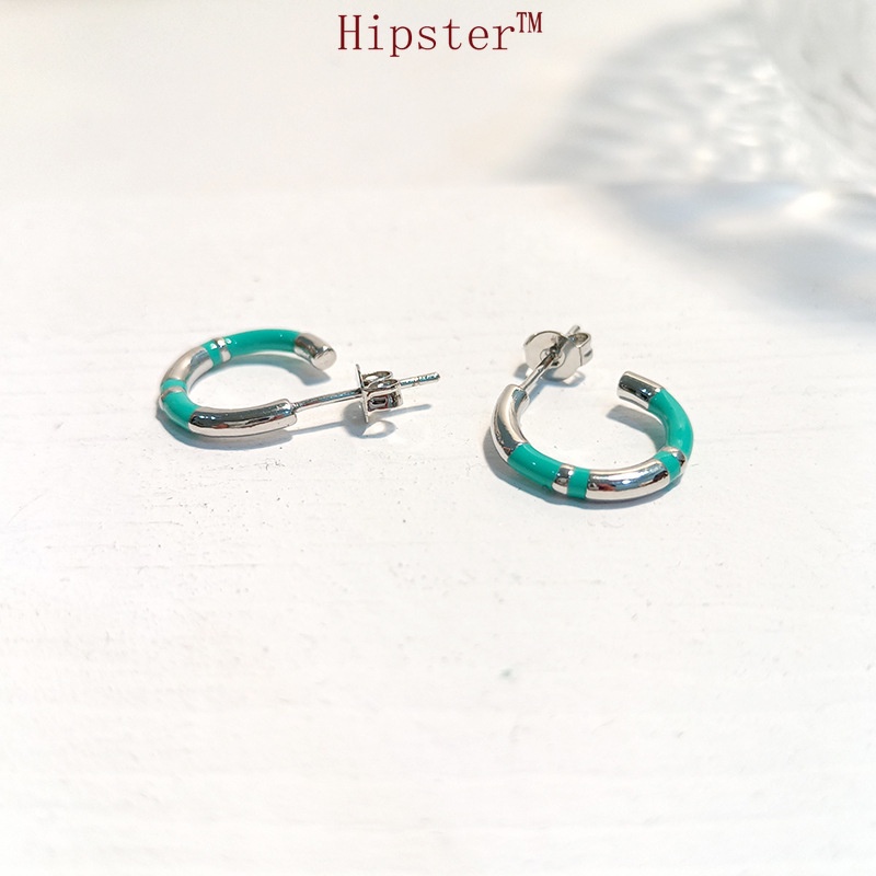 Hot Sale Punk Enamel New Mint Green Personality Stud Earrings