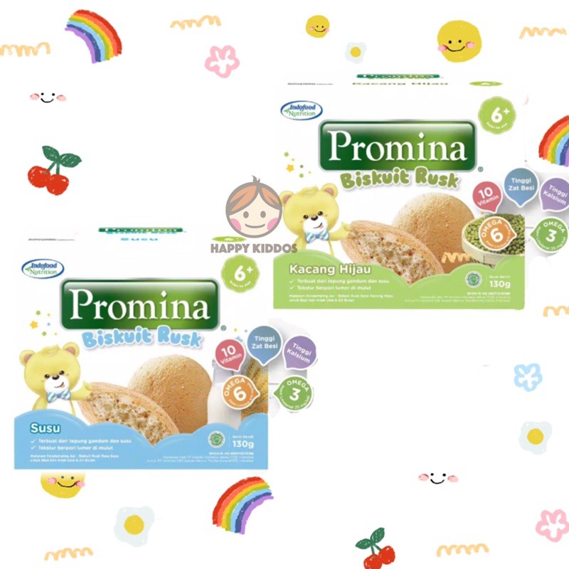 PROMO Promina Biskuit Rusk Rasa SUSU / KACANG HIJAU 6+ New 130 gr / MPASI BAYI