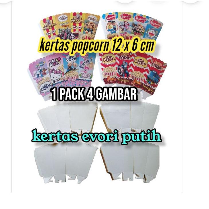 

SHOPEE 4.4 kertas popcorn 12x6 cm / plastik popcorn satu paket komplit [KODE 97]