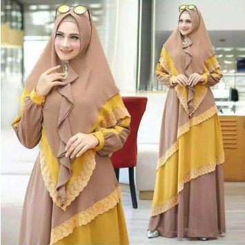 Baju gamis wanita terbaru model gamis cmpr batik moscrepe kekenian 2020 MAXI LD106 size L syar'i