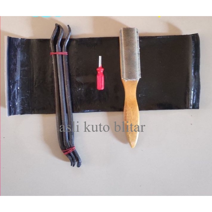 [bisa cod] Paket 4in1 cukit 3pcs, kerokan ban, obeng pentil, karet 12cmX35cm  Alat Tambal Ban ready
