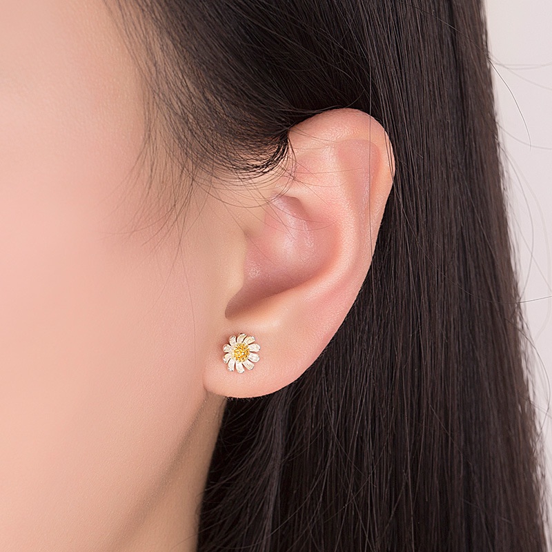 925 Perak Anting Anting Wanita Daisy Fashion Perhiasan/Subang Telinga anting perempuan