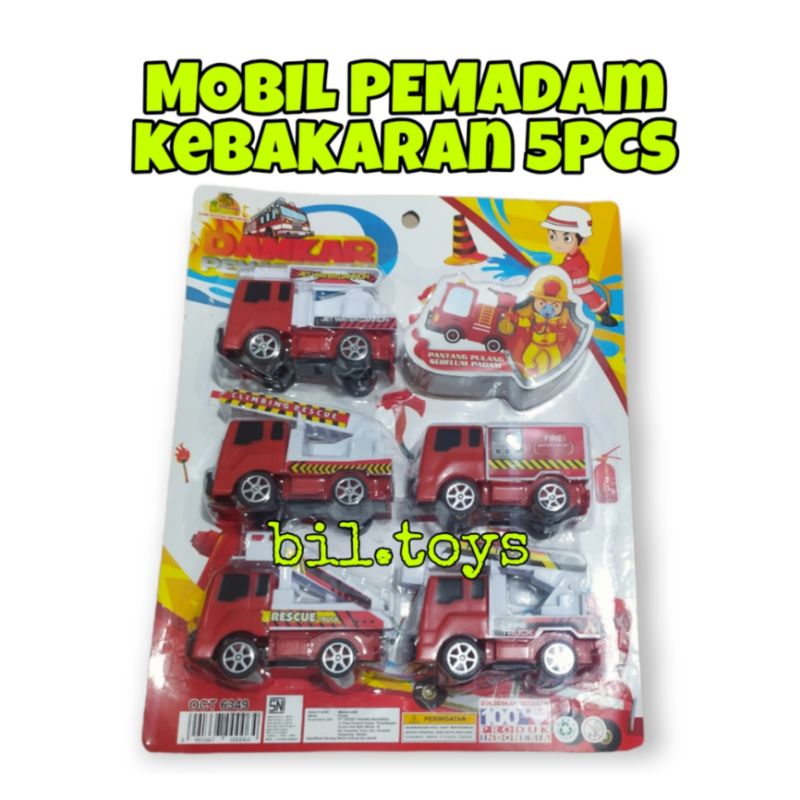 MAINAN ANAK LAKI LAKI MOBIL MOBILAN PEMADAM KEBAKARAN PULL BACK ISI 5 PCS