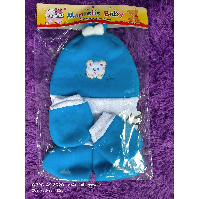 SET TOPI + SARTAKI BAYI, IKAT BANDUL-biru