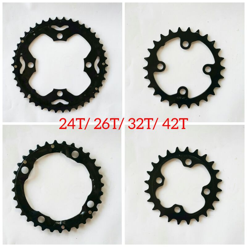 chainring sepeda bcd 104 bcd 64 bahan baja import 24T 26T 32T 33T 42T