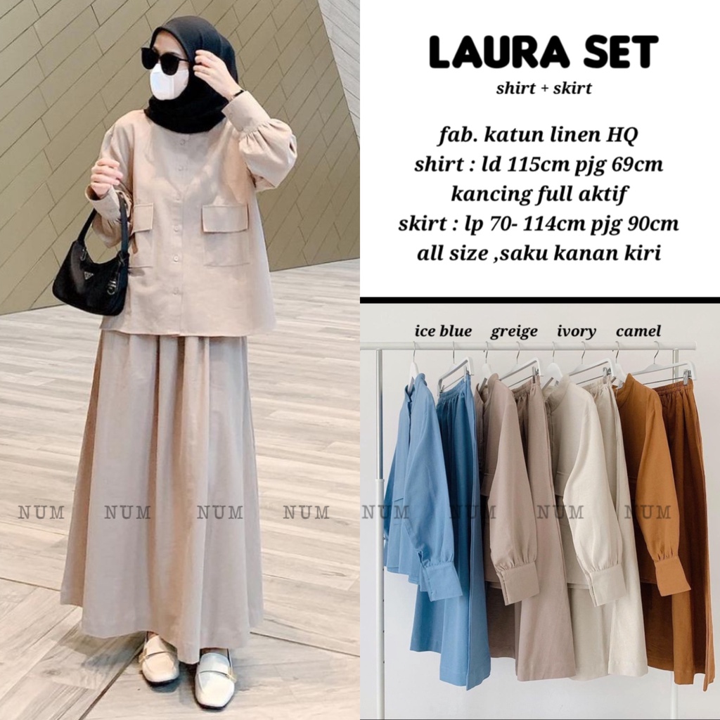 Laura set ( shirt + skirt ) setelan rok wanita kekinian