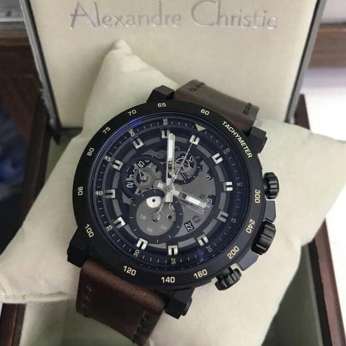 JAM TANGAN ORIGINAL ALEXANDRE CHRISTIE AC 6429 BROWN BLACK