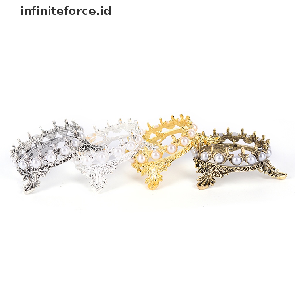 Infiniteforce.id 1Pc Stand Holder Kuas Nail Art Bentuk Mahkota Hias Mutiara