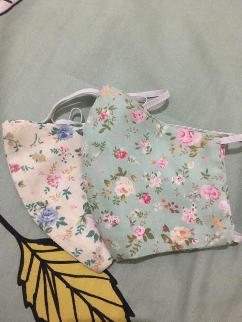 Masker Kain Katun 100% Motif Shabby_ Ready Karet Hijab Dan Non Hijab