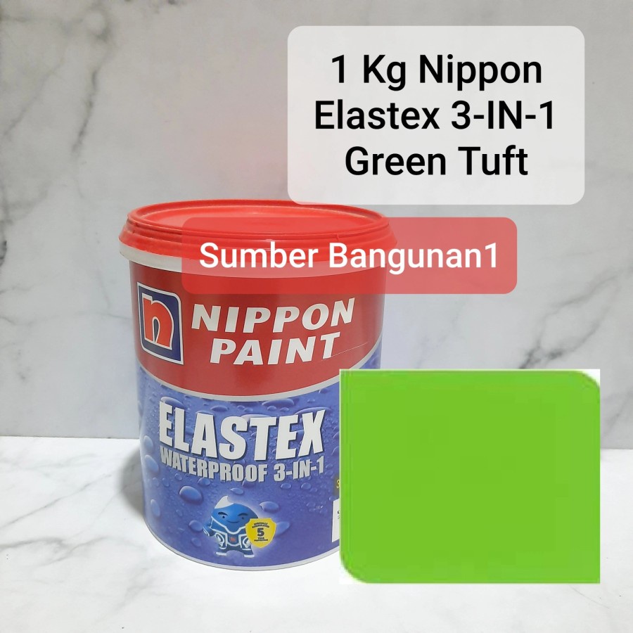 Cat Tembok nippon elastex green tuft exterior dinding luar 1 kg hijau muda daun