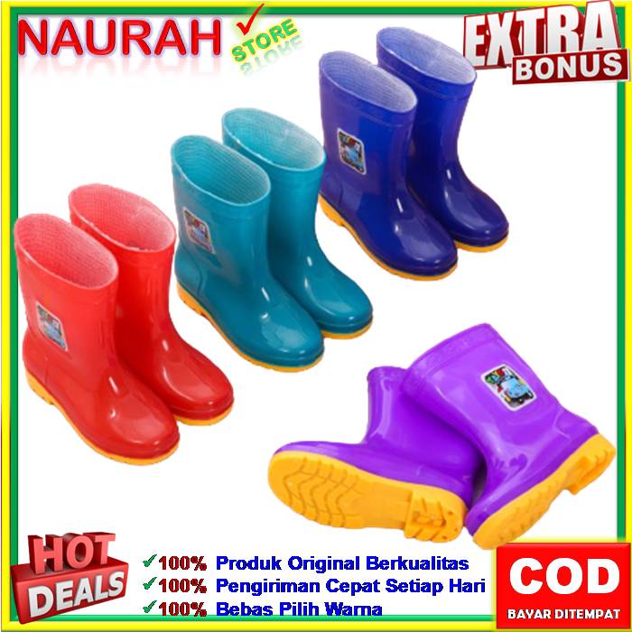 Sepatu Boot Anak Import Warna Karakter Kartun Karet Jelly Lucu Keren Tahan Air Lumpur 100% Original