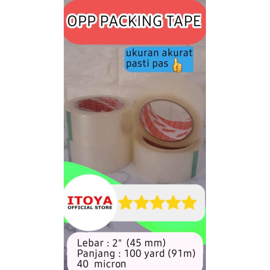

Lakban Opp Itoya 2 Inch / 45Mm X 100 Yard (91 M) Bening (40 Mic) Gojek Leovivi96Out