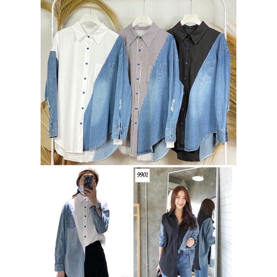 KEMEJA KATUN MIX JEANS IMPORT PREMIUM