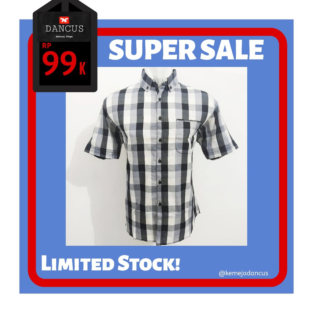 

Dancus - Promo 99rb Kemeja Tangan Pendek Pria Motif Kotak Kotak Hitam [Stok Terbatas]