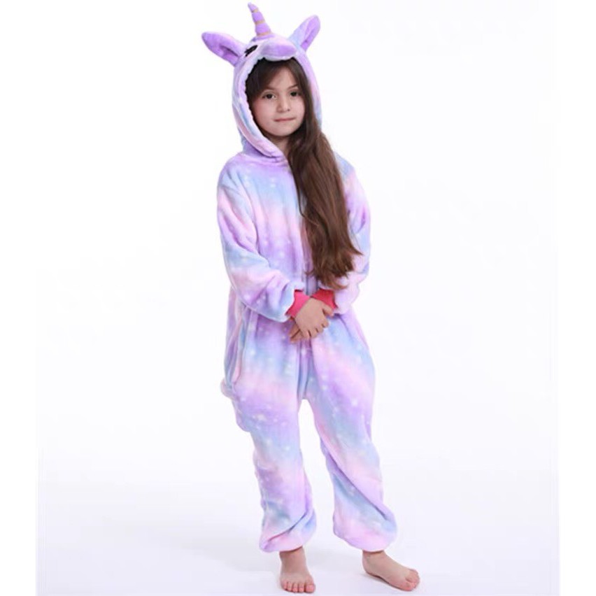 BAJU ONESIE UNICORN KOSTUM COPLAY GALAXY UNGU BINTANG POLKADOT