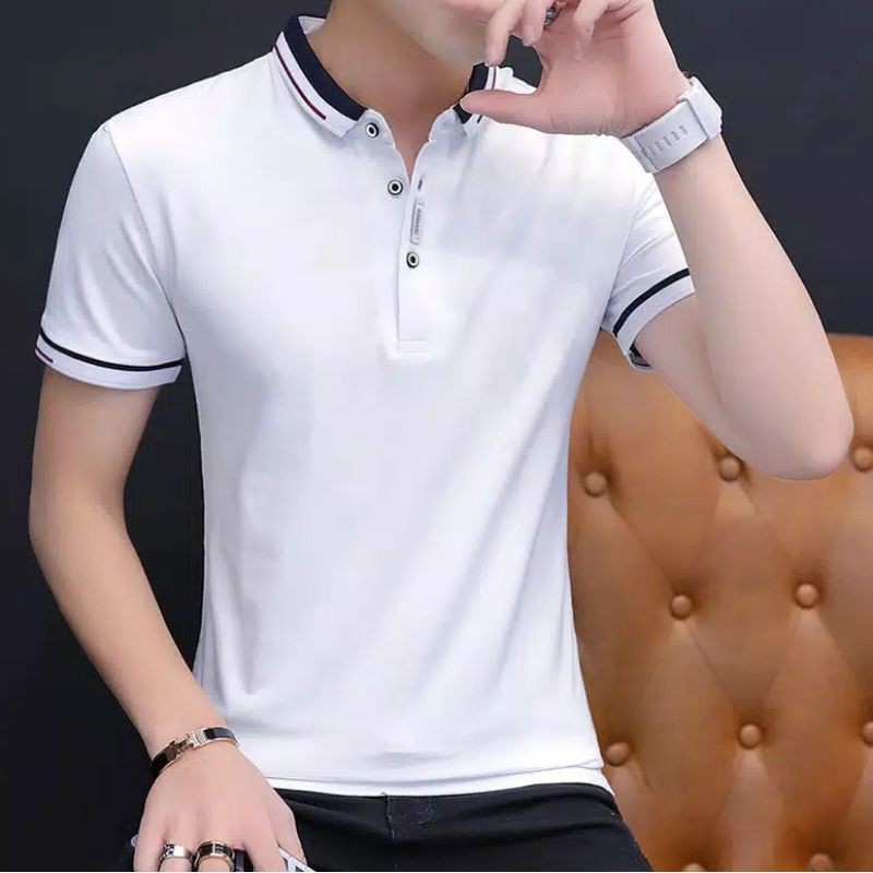 Polo Shirt Pria Business Formal Casual Polo Pendek Fashion kaos lengan pendek pria