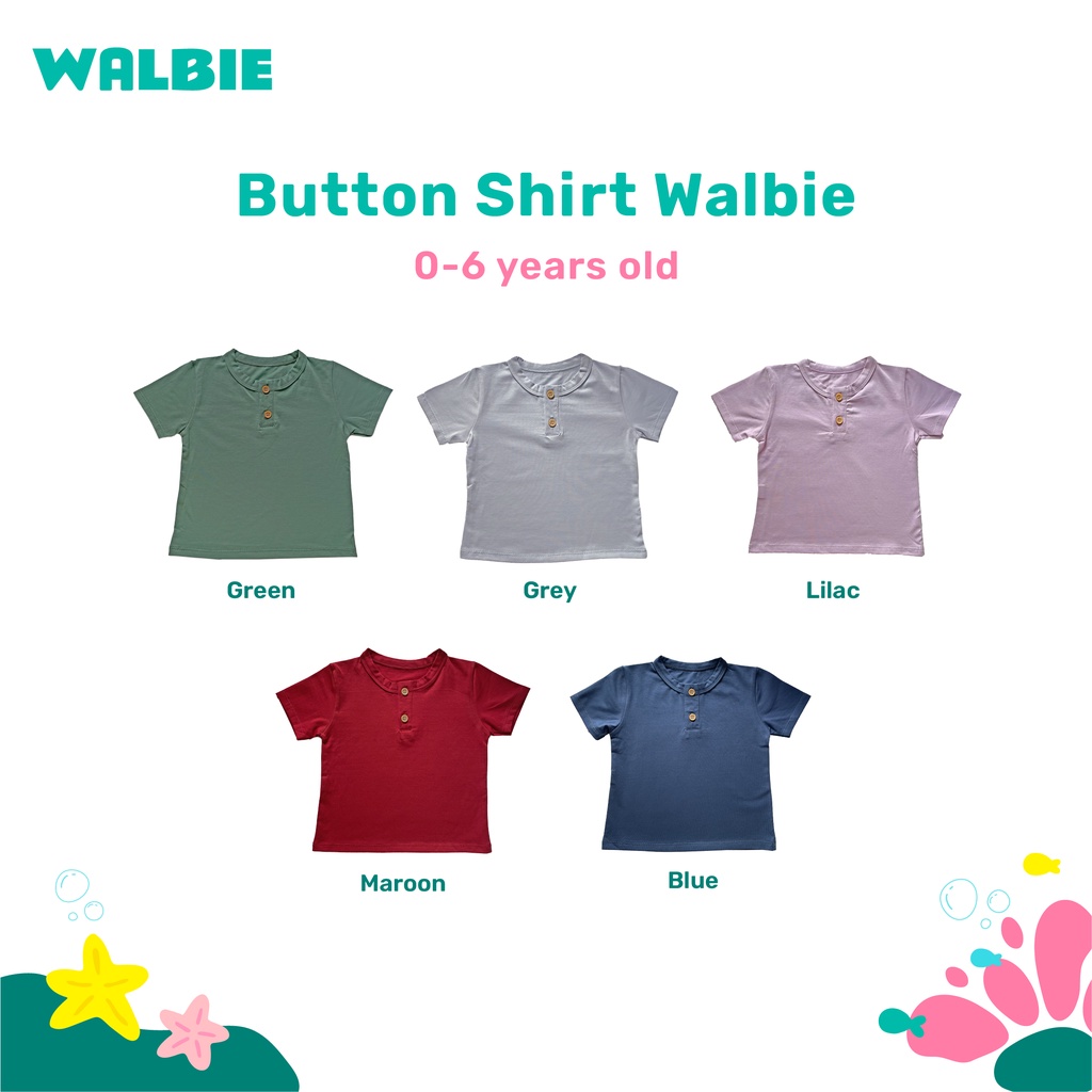 Unisex Walbie Kaos Bayi Anak 001 Button Shirt (BISA TUKAR SIZE) Baby &amp; Kids Kaos Anak Baju Bayi 0 Bulan - 3 Tahun Kaos Polos Basic T-sirt Atasan  libby uniqlo mooi velvet