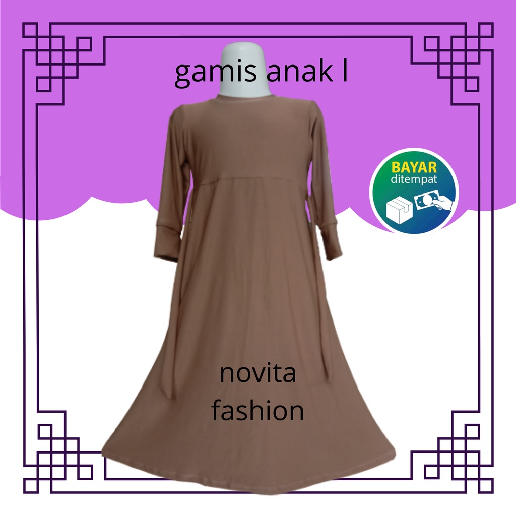 Gamis Anak jersey Usia 1Tahun-12Tahun kerut bawah tanpa jilbab By ratifa collection.