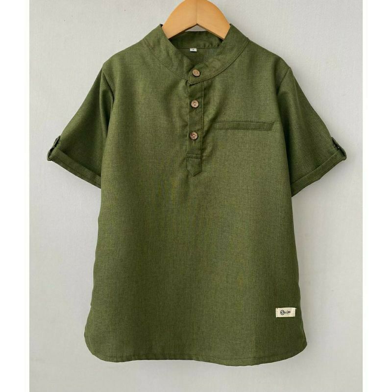 Baju Koko Anak Umur 1-5 Tahun Smilee Hijau Army