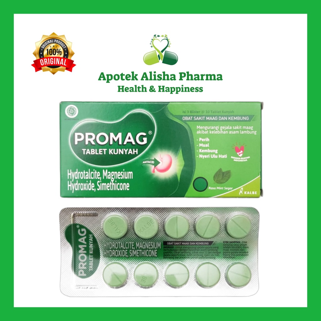 PROMAG Tablet Strip isi 10 Herbal Sachet Suspensi Sachet Syrup Botol  - Antasida Obat Maag Nyeri Ulu Hati Mual dan Kembung Promah