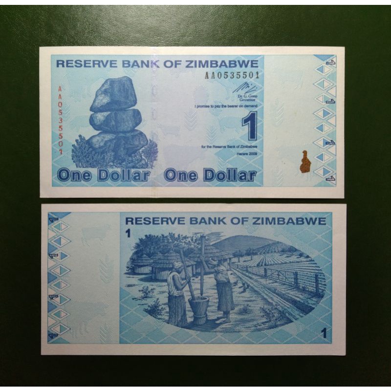 Uang kertas asing 1 Dolar Zimbabwe th 2009