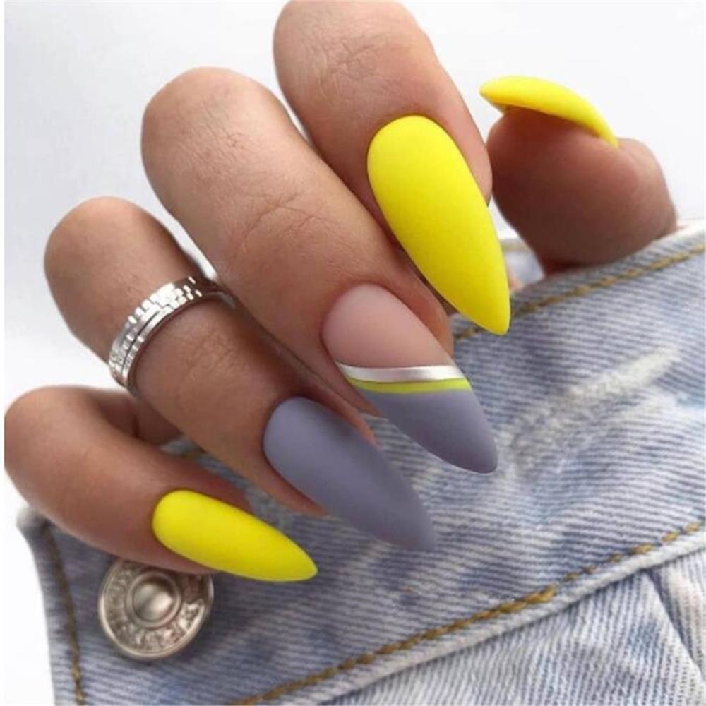 Mxbeauty Kuku Palsu Tips Tajam Akrilik French DIY Nail Art Kepala Rata Bening Peti Mati Stiletto Kuku Palsu