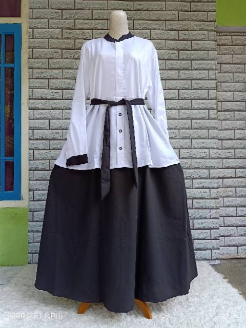 Gamis Hitam Putih ASN Ready S M L XL