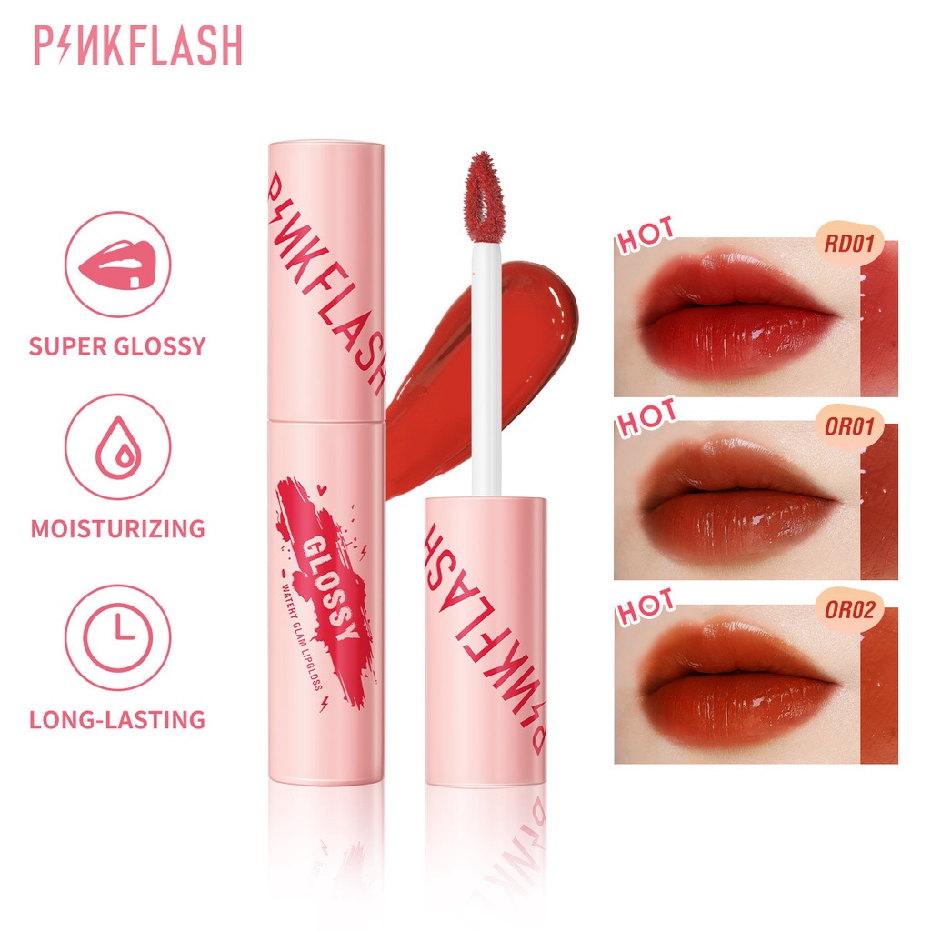 (READY &amp; ORI) Pinkflash Pink Flash Watery Glam Lip Gloss Shiny Lip Tint L09 L 09