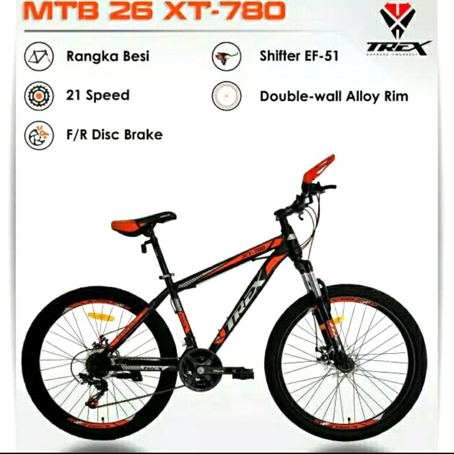 Sepeda Gunung MTB 26 Trex XT-780 21 Speed cakram NEW