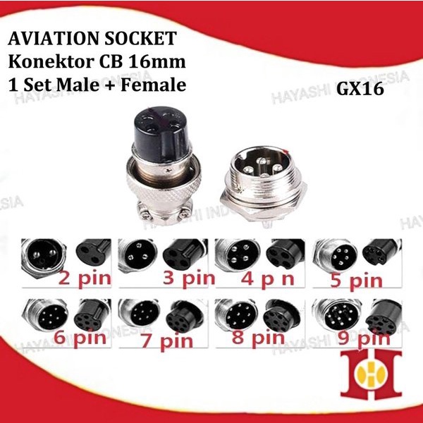 Aviation Plug Connector Konektor CB GX16 2 3 4 5 6 7 8 Pin Male Female