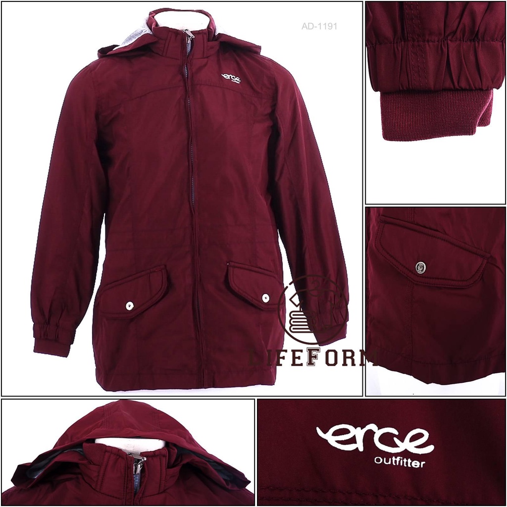JAKET PARASIT WANITA MERAH TUA ERCE M-XL[AD1191]