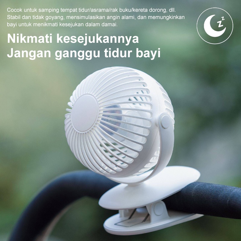 【Beli dua diskon 20%】 goojodoq Spherical 720° Rotatable Kipas Angin Portable / Super Terang Kipas Angin Meja / Klip Besar Kipas