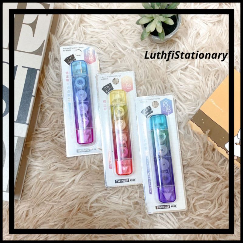 

Twingo 2&1 Correction Tape Colorful 2 Sisi TG-B8138 Tipex Terbaru Bisa Cod