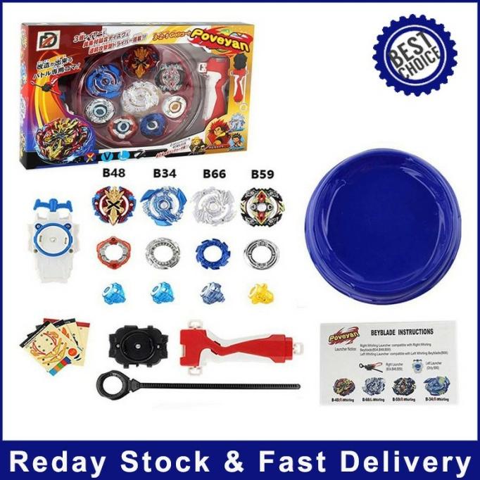 Gangsing Bayblade Beyblade Burst Set Besi Metal Grip Launcher Arena
