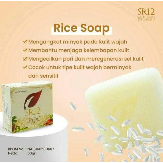 Sabun SR12 Beras Pencerah Wajah Sabun Beras SR12 Rice Soap Untuk Kulit Berminyak Pemutih Pembersih Wajah Pria Aman BPOM S94e