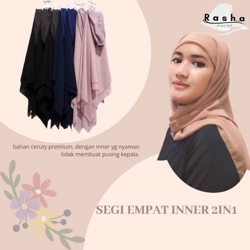 Hijab Segi Empat Inner Jilbab Segi Empat Inner 2in1 Ceruty