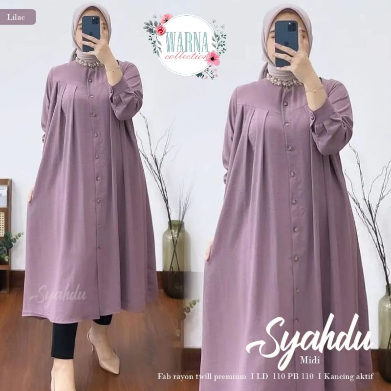 Midi Dress atau Dress Midi Syahdu bahan Rayon Twill by Warna Fashion