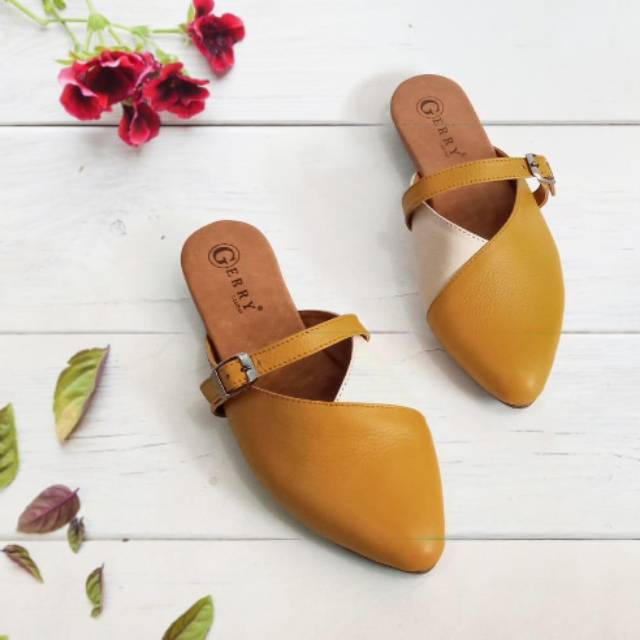 Sendal/ Sandal Tutong Teplek Wanita Kulit Sapi Asli Garut