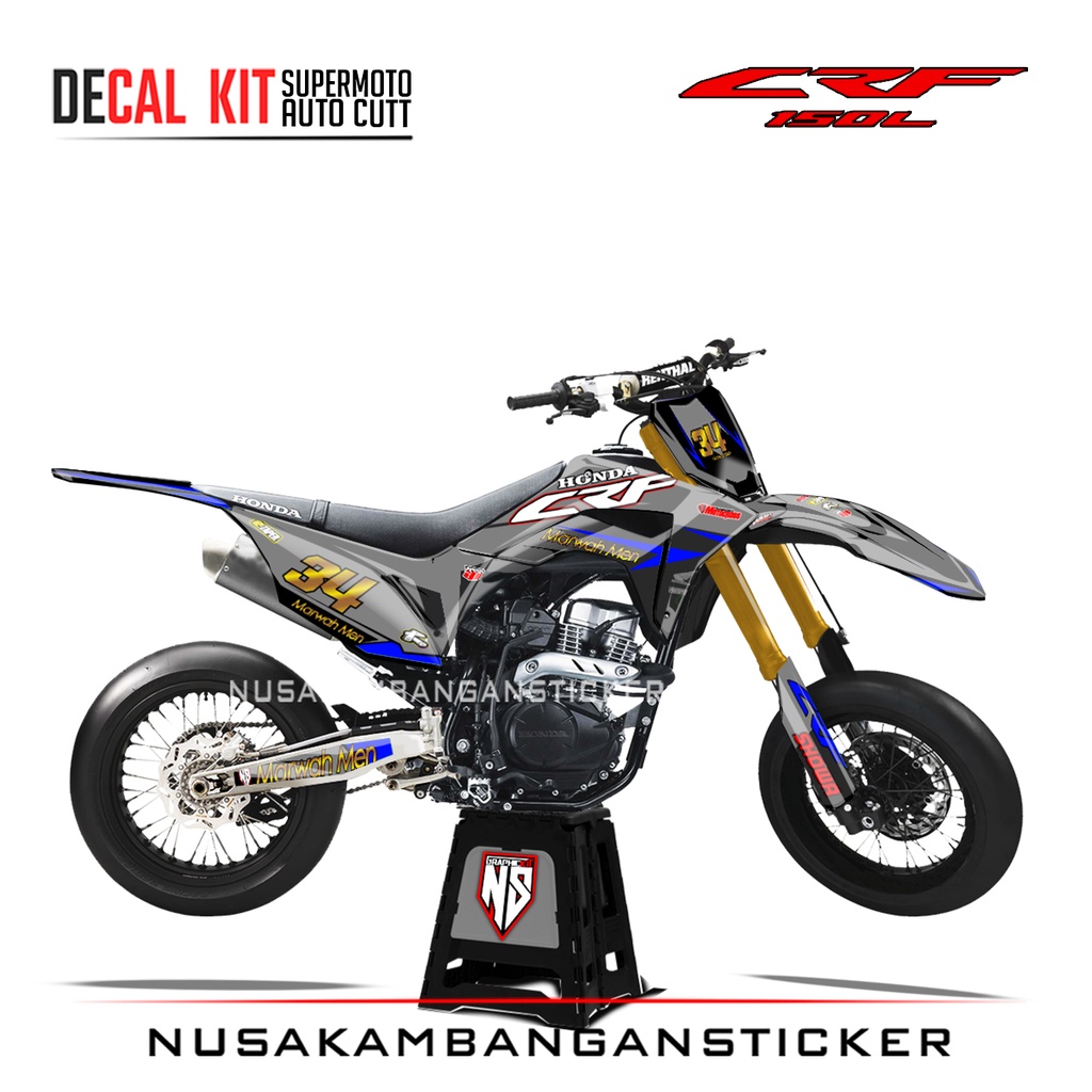 STIKER SUPERMOTO HONDA CRF 150 L GRAFIS  LAYER MERAH ABU - ABU CRF BIRU02