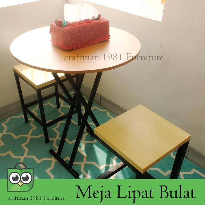 Meja Lipat Bulat 80cm Meja Makan Bulat Round Table Meja Cafe Bulat