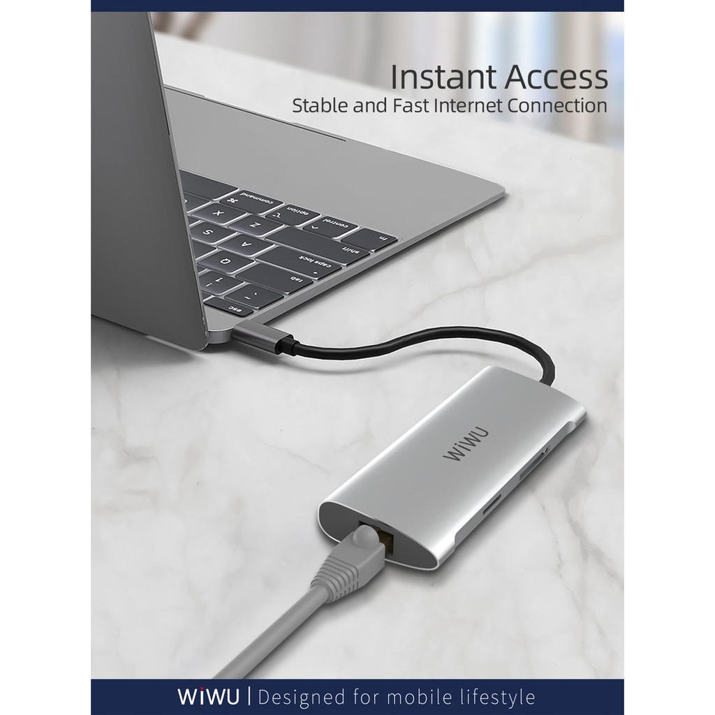 WIWU ALPHA A631STR - 6-in-1 USB Type-C Multifunction Converter Adapter - USB-C Extension Port