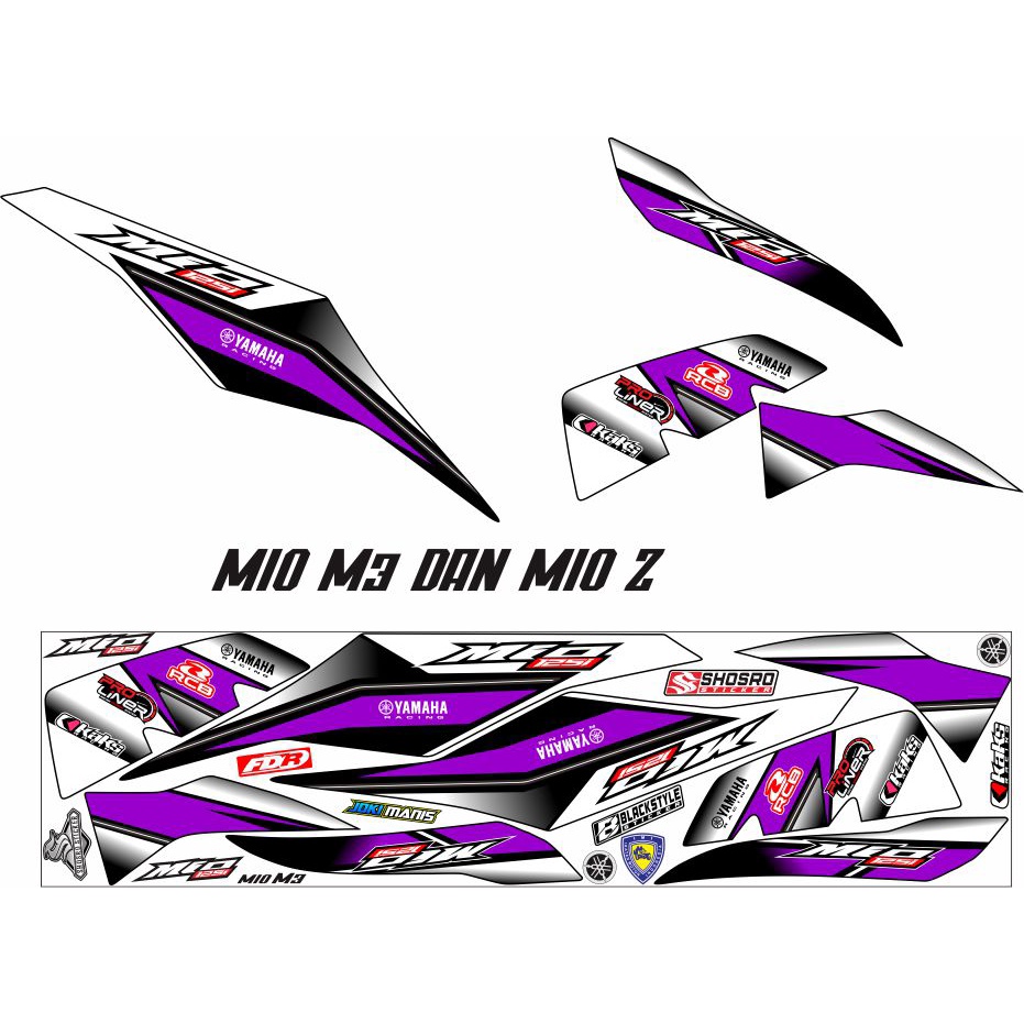 VARIASI MOTOR YAMAHA MIO M3 MIO Z STRIPING/STIKER RACING VARIASI UNGU PUTIH