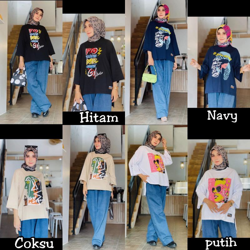 STELAN KAOS OVERSIZE/ SET KULOT JEANS DAN KAOS JUMBO