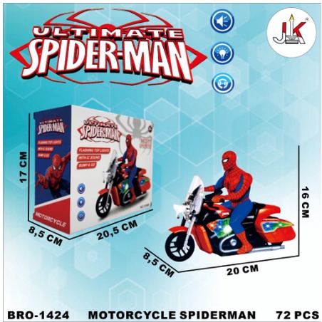NEW PROMO MAINAN ANAK SPIDERMAN ULTIMATE MOTORCYCLE MAINAN SPIDERMAN MOTOR MAINAN EDUKASI LAKI-LAKI 